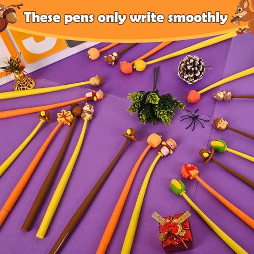 50 PCS Thanksgiving Stress Relief Bobblehead Pens Kawaii Maple Leaves Pumpkins Scarecrows Turkeys Shape Pens Fun Cute Pen for kids Fidget Pen for Classroom Prizes, School, Office Supplies