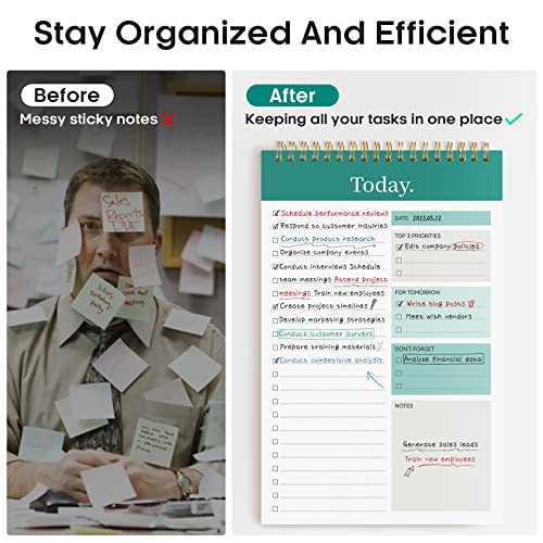Taja Greenery Sway Undated Daily To Do List Notepad - 52 Pages, Office Organizer