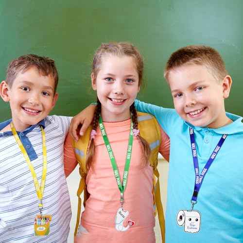 6 Pieces Acrylic Hall Pass Lanyards and School Passes Set, Cute Passes for School, Classrooms Hall, Library, Restroom, Office, Nurse, Teacher Supplies