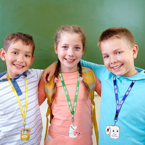 6-Pack Acrylic School Hall Pass Lanyards with Student Passes for Teachers & Classrooms