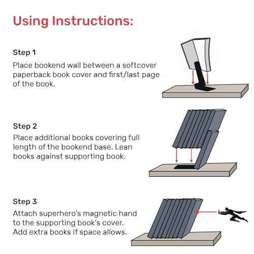 Artori Design Book Ends to Hold Books Heavy Duty Hidden Metal Bookends for Shelves Bookend Book Holder for Home Decorative Gift for Book End Lovers and Home D?cor (Supergal+Book&Hero)