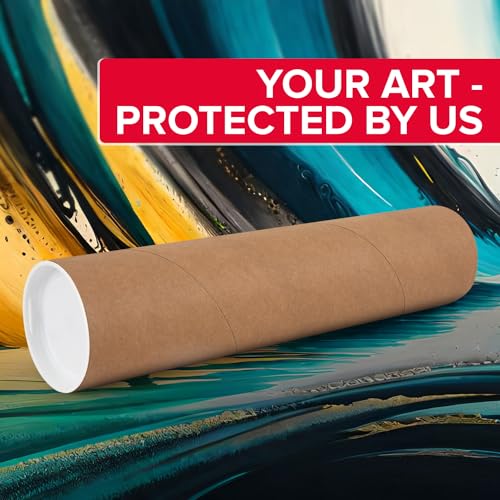 Paclord Pack of 4 2x20 Inch Reinforced Kraft Mailing Tubes with Caps – Made in USA