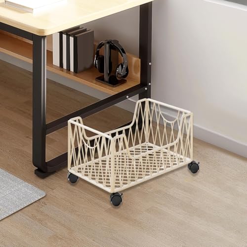 Milageto White Rolling Utility Storage Bin on Wheels Under Desk Book Cart