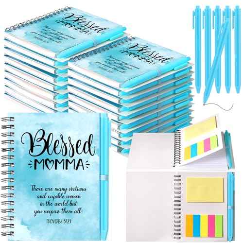 Supervitae 16 Sets Mothers Day Christian Gift Bible Verse Spiral Notebooks with Pen,mother's Day Church Gifts Include Spiral Notebooks with Ballpoint Pen, Prayer Journal Gifts for Mom