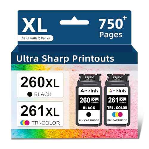 Ankink Compatible Ink Cartridge Replacement for Canon 260 261 260XL 261XL PG-260 CL-261 XL Cartridges for Cannon TR7020 TR7020a TR7022 TS6420 TS6400 TS5300 TS5320 TS6420a (Black and Tricolor,2-Pack)