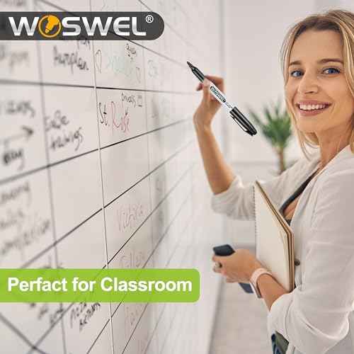 Dry Erase Markers,24 Pack Black Fine Tip Whiteboard Markers, Round Point Low Odor Dry Erase Marker for School Office and Home