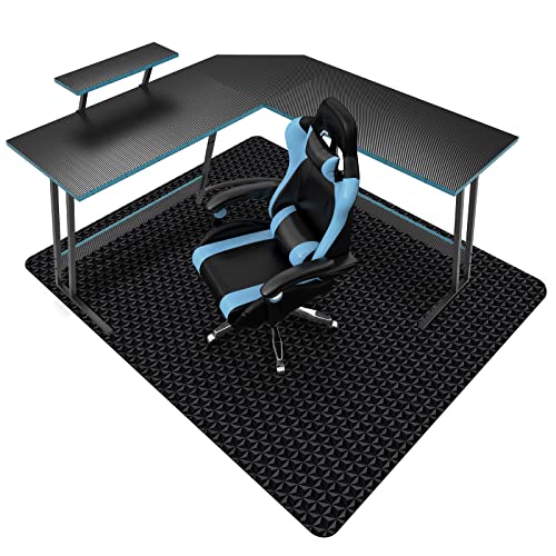 SALLOUS Chair Mat for Hard Floor, 63" x 51" Office Chair Mat for Hardwood Floor, Multi-Purpose Hard Floor Protector Under Desk Mat for Home Office, Non-Slip Vinyl Floor Mat for Gaming Chairs (Black)