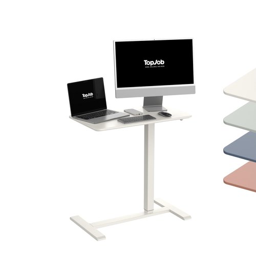 TopJob ANYDESK NEST Mobile Standing Desk, Portable with Hidden Wheels Non Folding, Small Sit Stand Desk, Computer Workstations, Home Use, Couch Side Table, Bedside Table, Kitchen Prep Table, Cordless
