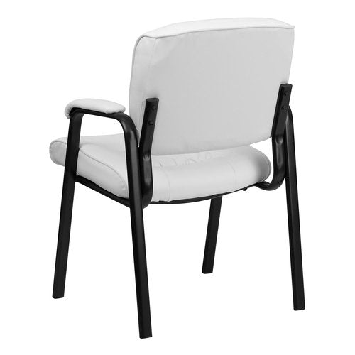 Flash Furniture Haeger White LeatherSoft Executive Side Reception Chair with Black Metal Frame
