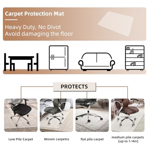 Office Chair Mat for Carpet Floor, 48"X60" Chair Mat, Slip Resistant Heavy Duty Under Desk Protector Carpeted Floors Mats, Office Low Pile Carpets and Rolling Computer Mats with Studs for Home