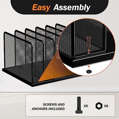 Kuntine.B Desk File Organizer 5 Upright Mesh Desktop Organizer File Sorter Office Organization File Holder for Home, Office & Classroom, 2 Pack