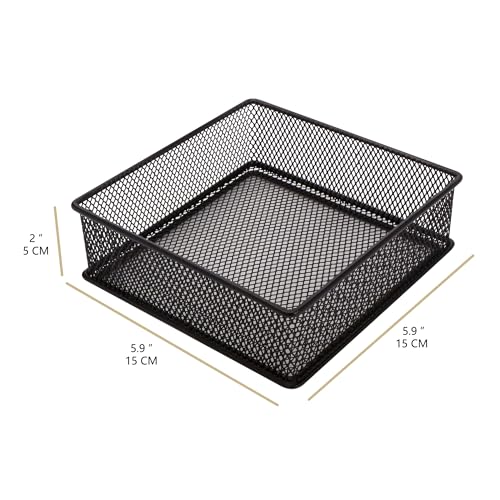Annova 6x6x2 Inch Mesh Stackable Drawer Organizer Bins Set of 2 Black