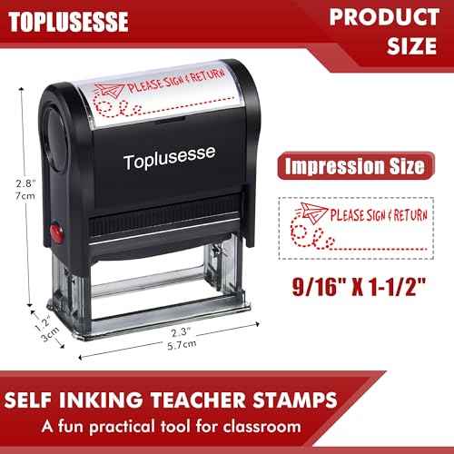 Please Sign and Return Stamp Self Inking Rubber Business Stamp Office Self Inking Return to Sender Message Stamp Office Supplies- Red Ink