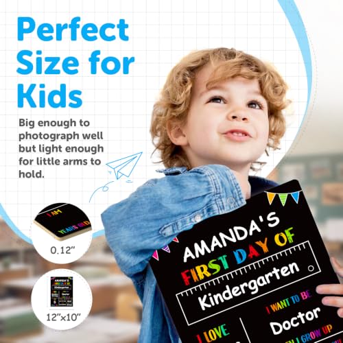 PETCEE Double-Sided Back to School Sign with 4 Markers - First & Last Day Chalkboard (Simple Variation)