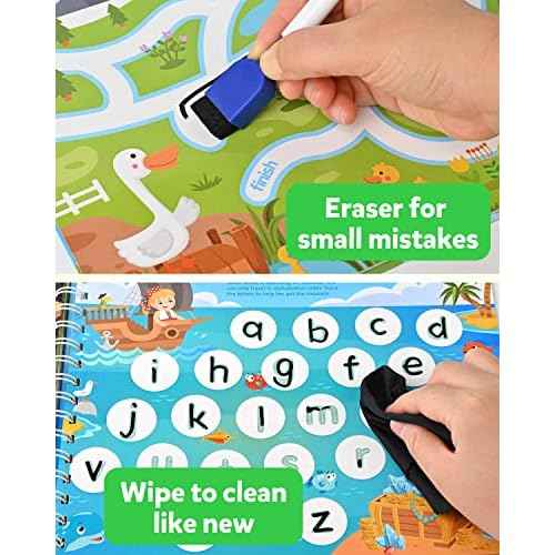 Coogam Magic Writing Practice for Preschool with Color Pattern, Learn to Write Workbook for Kids Age 3-12 Toys, Reusable Alphabet Numbers Tracing Book Learning Activities