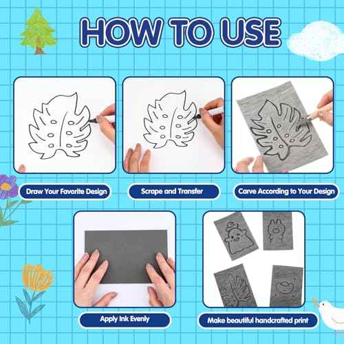 MotiMind 18 Pcs Linoleum Blocks 6 x 8 Inch for Printmaking Rubber Carving Block Soft Gray Linocut Block for DIY Crafting Projects Scrapbook Painting Stamp Maker