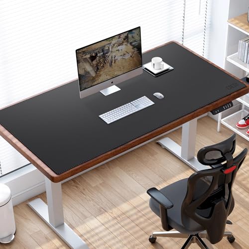 Cacoy 63" x 24" Leather Desk Mat, Desk Matt for Desktop, XXXL Large Gaming Computer Mouse Pad, Keyboard Mouse Mat, PU Leather Desk Pad Blotter, Waterproof Desk Cover Protector for Office & Home, Black