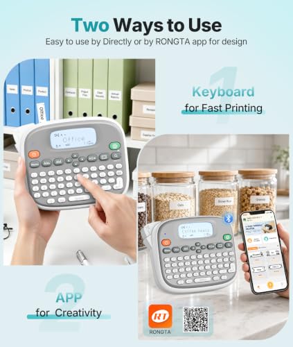 White Portable Rongta TM95 Label Maker with QWERTY Keyboard - 12mm