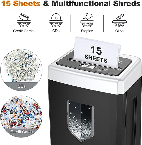Bonsaii 15-Sheet Cross-Cut Heavy Duty Paper Shredder for Home Office