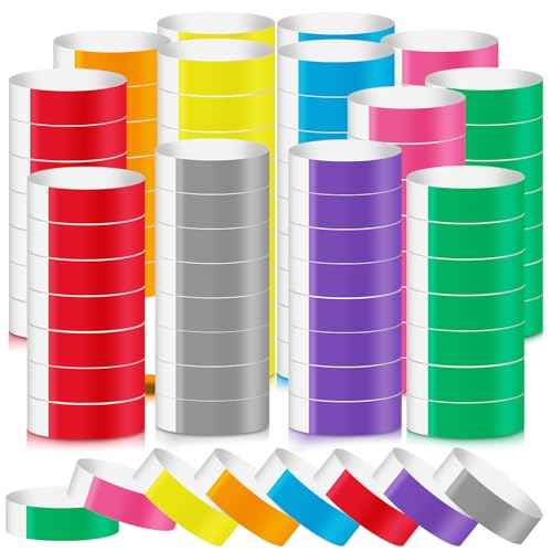 4800 Pcs Wristbands for Events Wrist Bands Colored Paper Bracelets Lightweight Arm Bands for Events Custom Adhesive Wristbands for Party (Red,Green,Yellow,Blue,Orange,Pink,Purple,Grey)