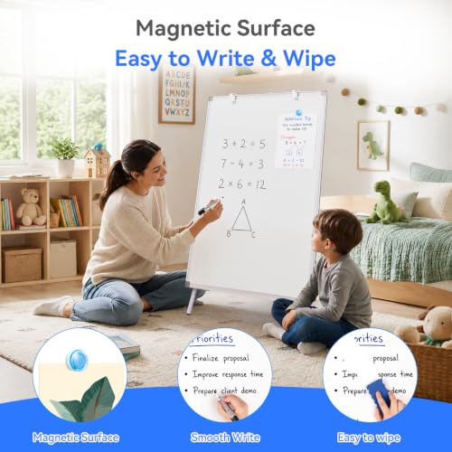 Maxtek 36x24 Inch Whiteboard with Tripod Stand & Adjustable Height - Portable Dry Erase Board for Presentation & Teaching