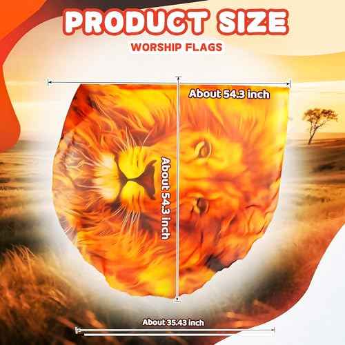 54"x54" Lion Worship Flags for Dance Church, Praise Dance Flag, Fire Flags with Flexible Rods & Storage Bag, Set of 2, Yellow-Orange-Black