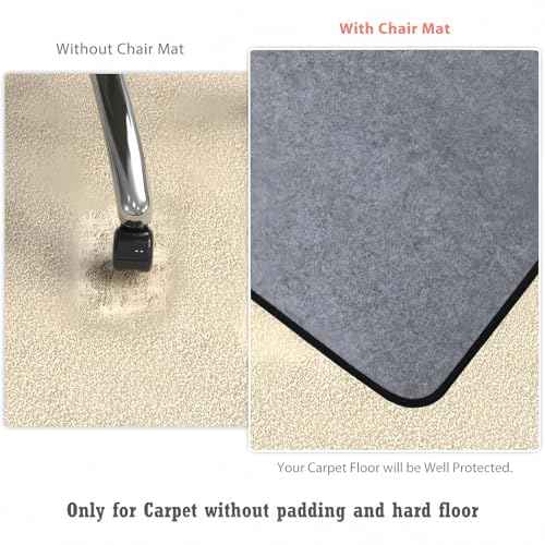 TPU Anti-skidding Office Chair Mat for Hardwood Floor & Carpeted,36'' x 48'' Floor Protector for Rolling Chairs,Heavy Duty Folding Chair Mat for Home and Office Floor Mat (Light Grey)