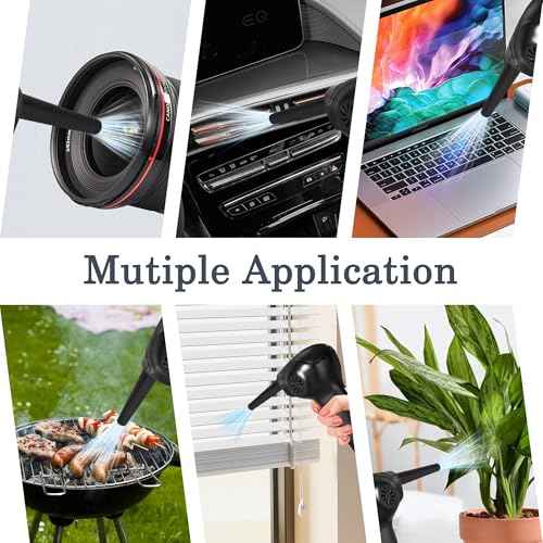 Compressed Air Duster,2-Gear to 60000RPM Electric Air Duster with LED Light, 6000mAh Rechargeable Cordless Air Duster for Computer Keyboard