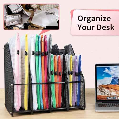 Umriox Zipper Pouch, 16.9x12.4 in (12 Colors, 12 Packs), Extra Large Zipper Bags, Waterproof Bags for Office Supplies, Puzzles, Board Game Storage & Cross Stitch Projects