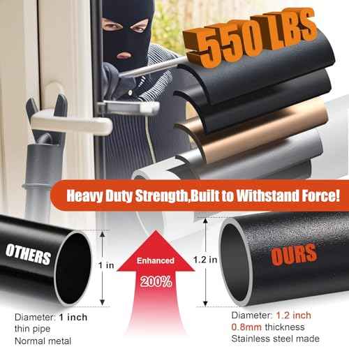 2 Pack Door Security Bar - Upgraded 360¡Æ Pivoting Anti-Slip Base,Heavy Duty Burglar Door Stopper Stick,28-52" Adjustable Barricade Safety Jammer Stoper for Front Door Patio Sliding Glass Window