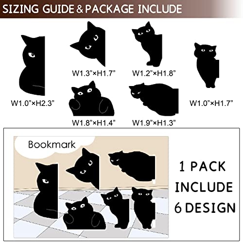 yasest Magnetic Bookmarks Set A - 6 Cute Cat Page Markers for Reading, Teachers & Students