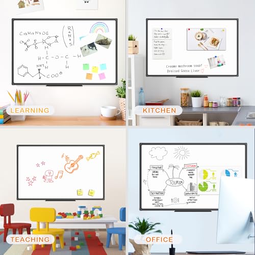 JILoffice Magnetic Whiteboard 48x31 Inch Black Aluminum Frame Dry Erase