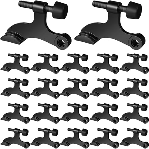 Chumia 48 Pieces Hinge Pin Door Stops Satin Brushed Door Stopper Adjustable Heavy Duty Hinge Wall Protector with Rubber Bumper Tips (Black)