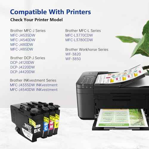 4-Pack LC3037XXL LC3037 XXL LC3039 High Yield Ink Cartridges Replacement for Brother MFC-J6545DW J5845DW J6945DW Compatible with LC3037XXL LC3037 XXL LC3039 (Black Cyan Magenta Yellow)