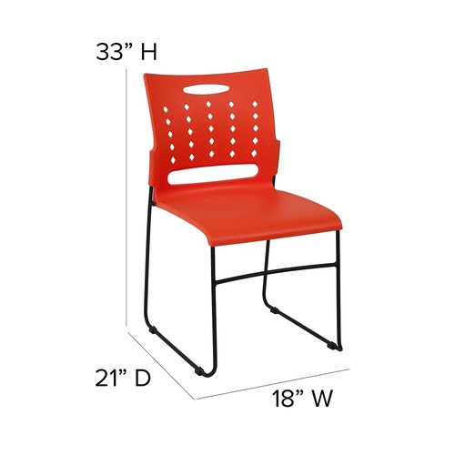 Flash Furniture HERCULES Series 881 lb. Capacity Orange Sled Base Stack Chair with Air-Vent Back