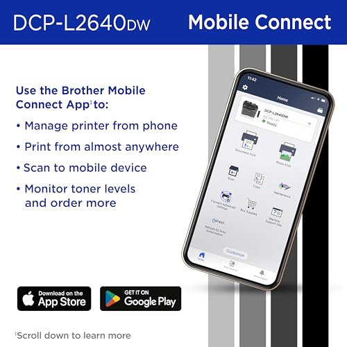Brother DCP-L2640DW Wireless Compact Monochrome Multi-Function Laser Printer with Copy and Scan, Duplex, Mobile, Black & White | Includes Refresh Subscription Trial(1), Works with Alexa