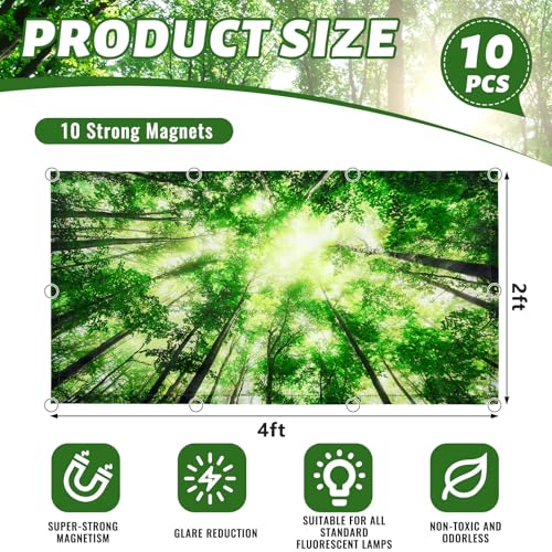 Funtery 10 Pcs Fluorescent Light Covers Greenery – Magnetic Ceiling Lamp Shades