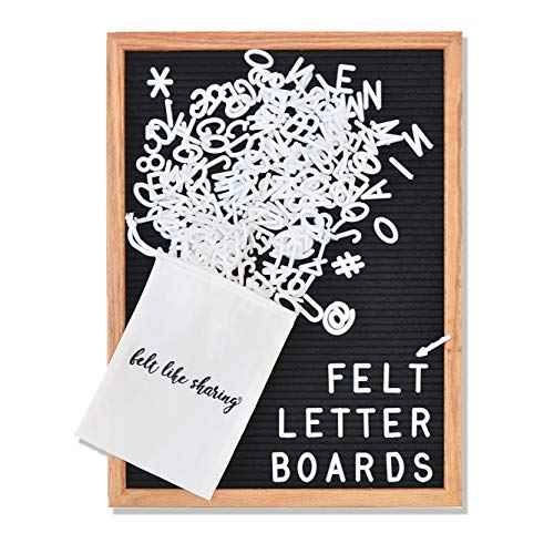 Felt Like Sharing Letter Board (Black Felt - 12¡±x16¡±) ? Changeable Message Board with 3 Sets of Felt Board Letters for Home, Office & Aesthetic Room Decor ? Wall Letterboard Signs In Oak Frame