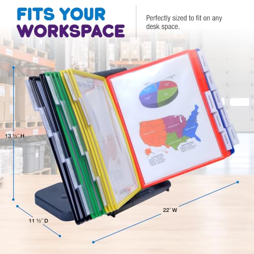 Ultimate Office Adjustable Expandable Desk Reference Organizer 20 Pockets, Colored Pockets
