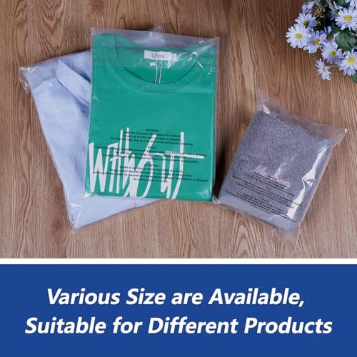 100 Pack 12x18 Inch Clear Poly Bags with Resealable & Safety Warning – Food Grade, Self Sealing, Reusable Packaging