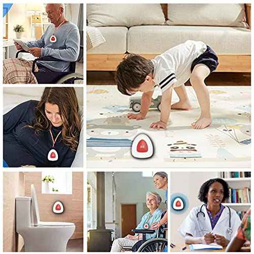 Wireless Caregiver Pager Call Button Nurse Call System 900Ft with LED Number Display for Elderly/Patient/Disabled at Home/Hospital/Clinic doorbell(2 SOS Waterproof Call Button & 2 Receiver)