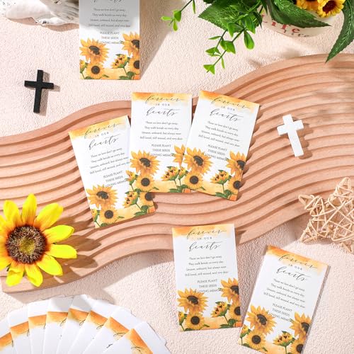 Fumete 120 Sunflower Seed Packets Memorial Favors with Self-Adhesive Envelopes