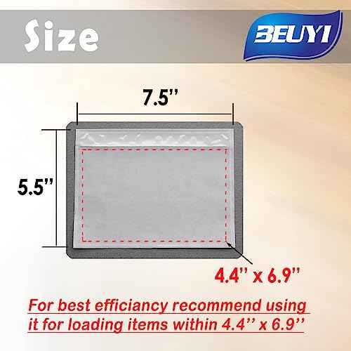 BEUYI Clear 7.5'' x 5.5'' Packing List Envelopes, Adhesive Shipping Label Pouches/Sleeves (50 Pack)