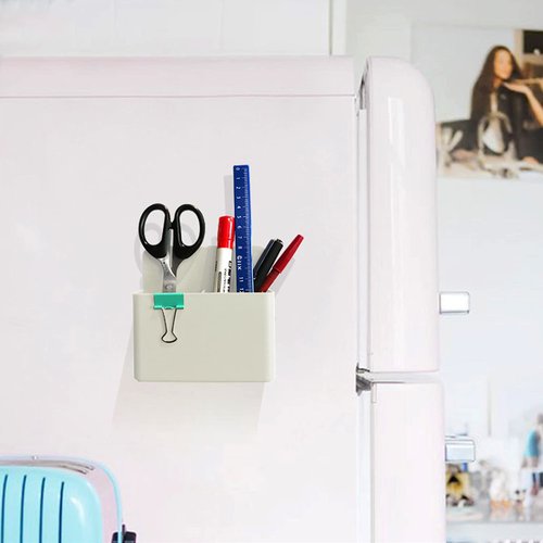 VieFantaisie 4 Pack Magnetic Pen Holder Magnetic Dry Erase Marker Holder, Magnetic Marker Holder, Whiteboard Marker Holder for Fridge, School, Office, Home, Magnetic Cup,White and Black