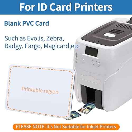 500 Pack - Premium Blank PVC Cards for ID Badge Printers - Premium Quality White CR80 30 Mil (CR8030) by KLMNDUO - Compatible with Most Photo ID Badge Printers(White)
