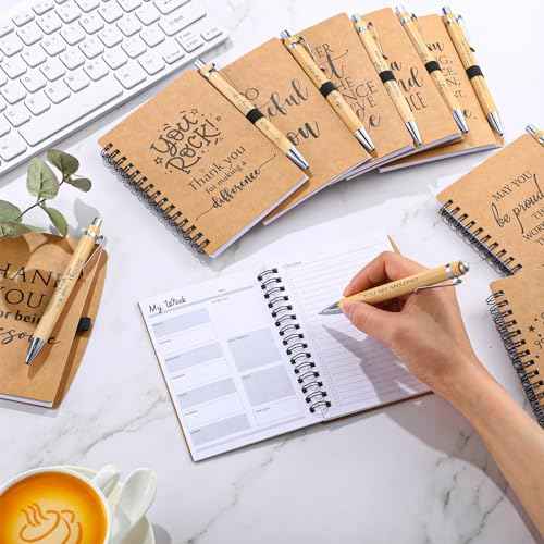 Tellingyou 60 Pcs Employee Appreciation Gift Bulk for Christmas Coworker A6 to Do List Kraft Notebook Ballpoint Pen Inspirational Gift for Office Team Staff Teacher Nurse Medical Assistant