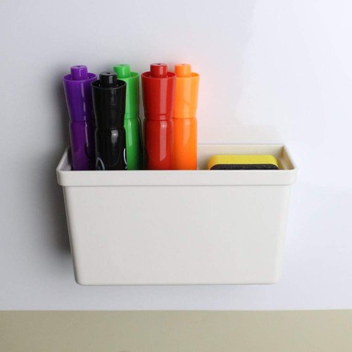 Onwon 4 Pieces Magnetic Marker Holder with 2 Compartments for Whiteboard - Pen Holder with Strong Magnet - Magnetic Dry Eraser Marker Organizer