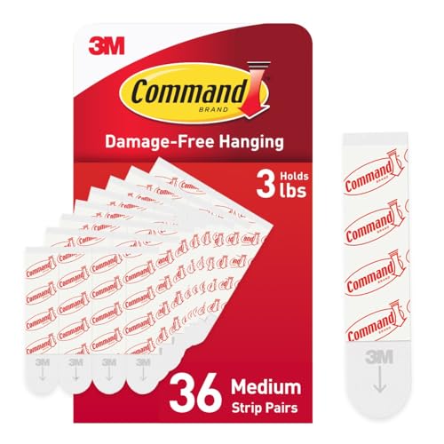 Command Indoor Medium Replacement Strips - 36 Pairs for Rehanging Hooks