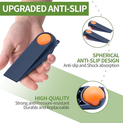 2 Pack 5-Inch Black and Orange Bottom Door Stoppers - Heavy Duty Rubber
