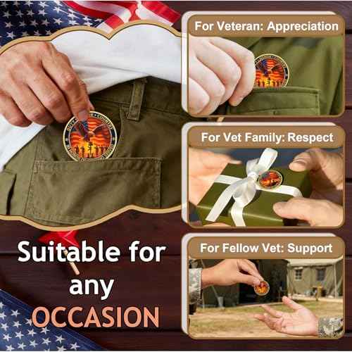 BHealthLife 20 Pcs Eagle Veterans Challenge Coins Bulk - Thank You for Your Service Coins with US Flag Tree Design - Memorial Day Christmas Bulk Military Gifts for Veterans Dad Men